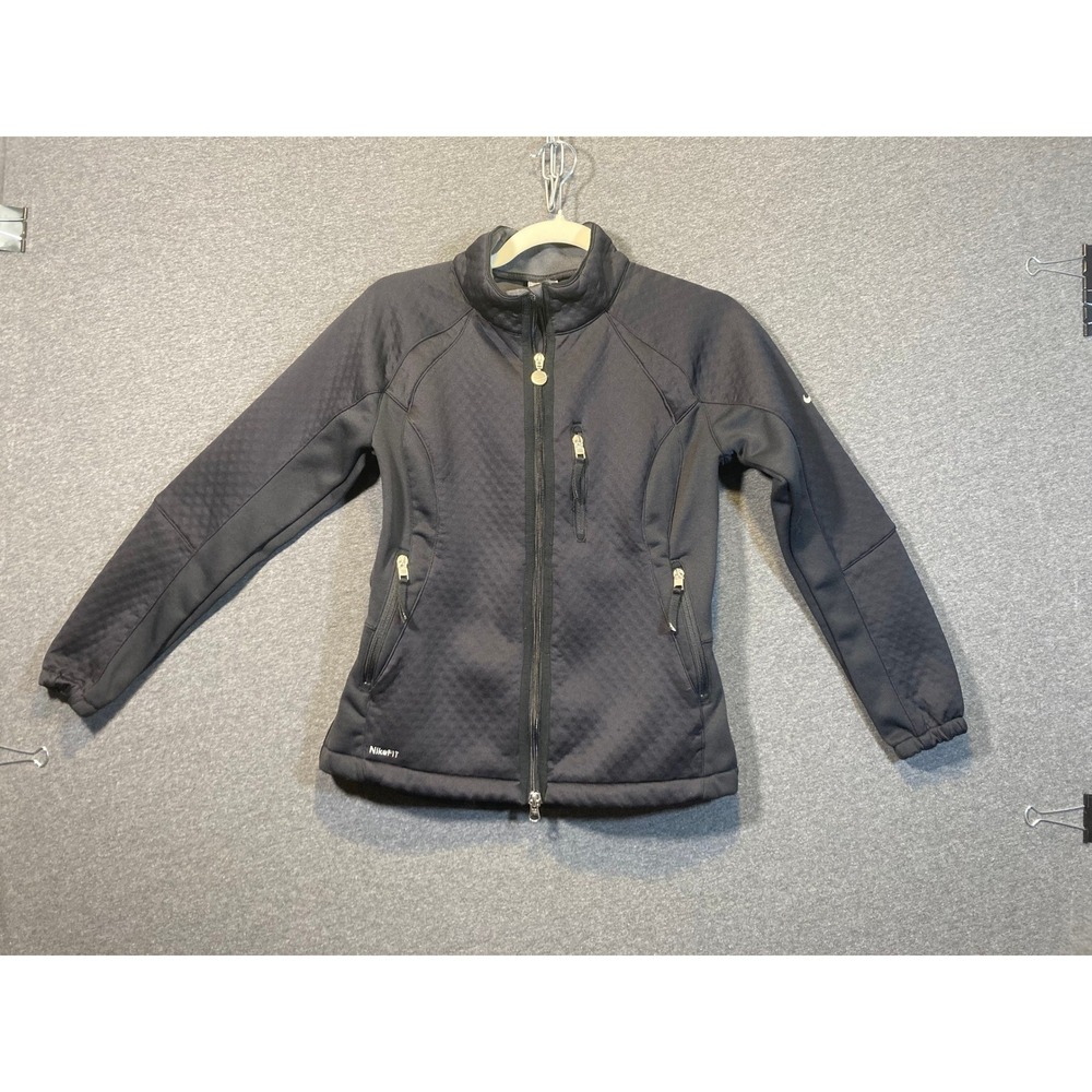 Nike Black Quilted Performance Jacket with Gold Zippers